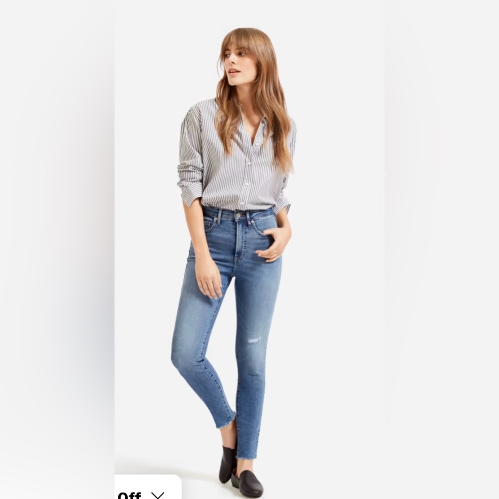 NWOT Everlane The High Rise Skinny Jean 32 Ankle Raw Hem, Never Worn